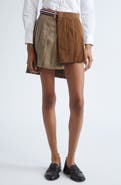 Thom Browne Pleated Mixed Media Miniskirt