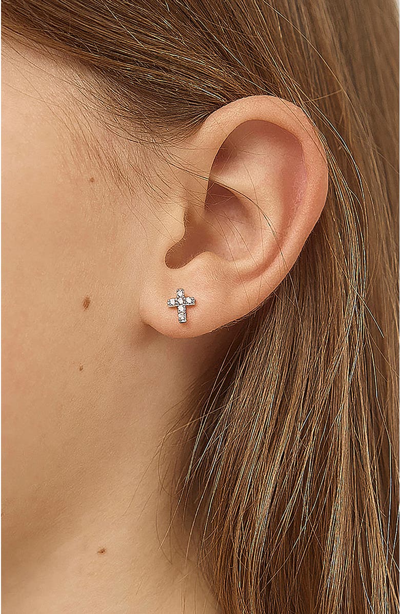 In Season Jewelry The Cross Earrings, Alternate, color, Silver