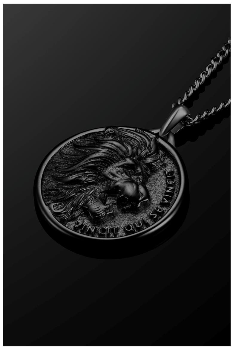 Lion Pendant Necklace, Alternate, color, BLACK