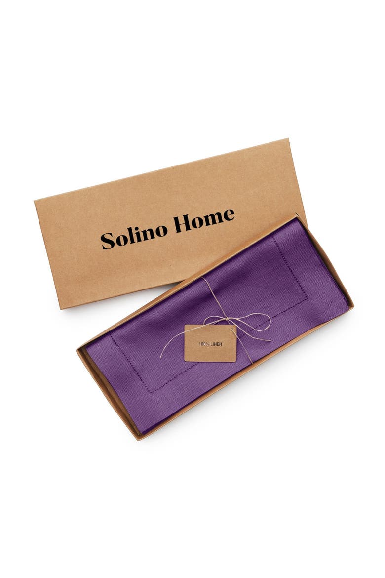 Linen Table Runner - Classic Hemstitch, Alternate, color, Purple