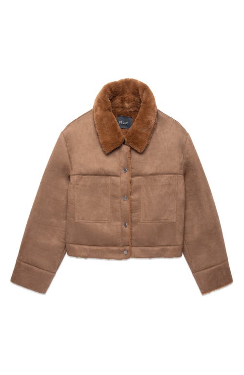 Deluc Mathew Faux Suede & Faux Shearling Jacket In Brown