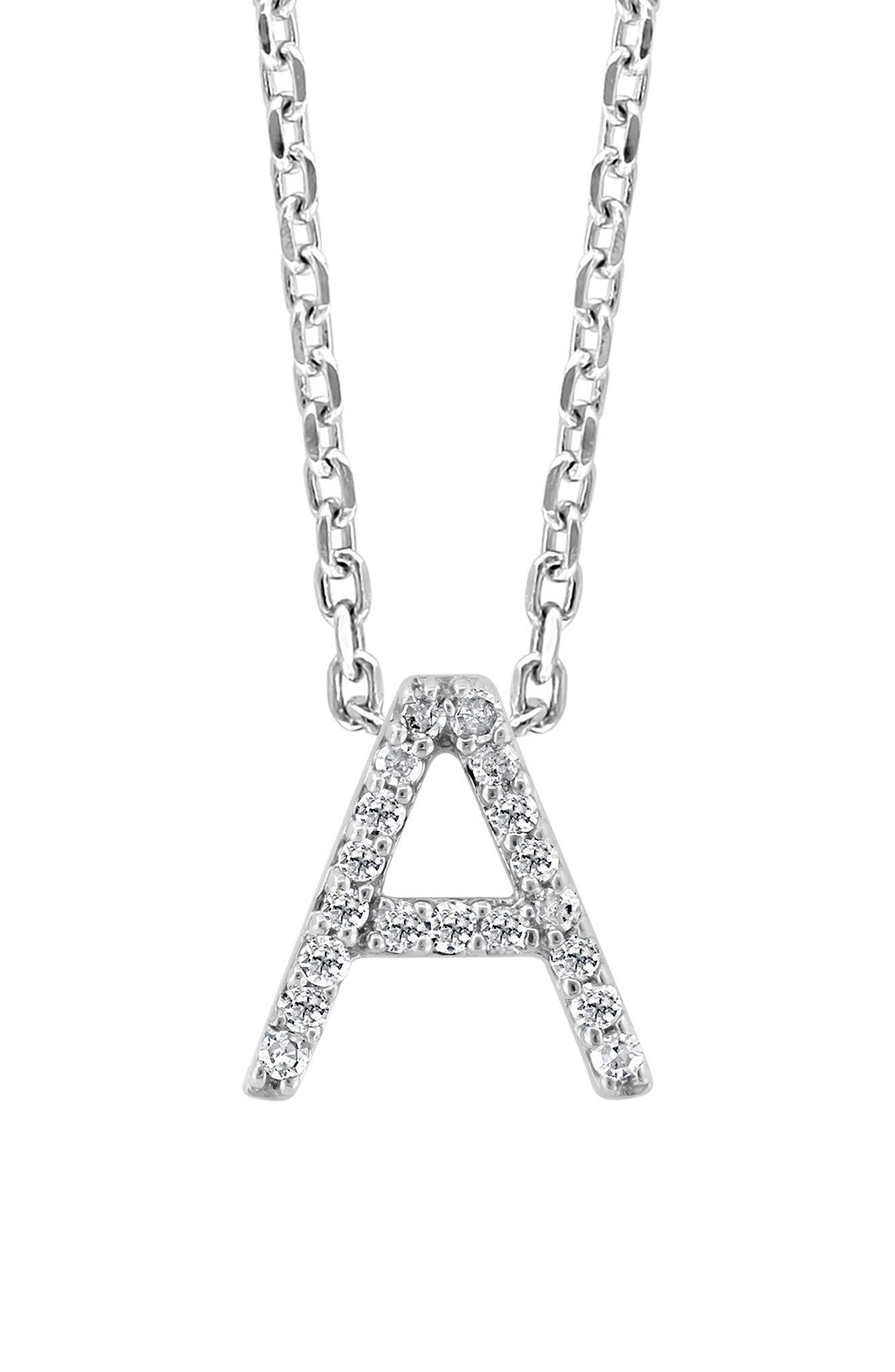 EFFY Sterling Silver Pavé Diamond Initial Pendant Necklace - 0.14 ctw.