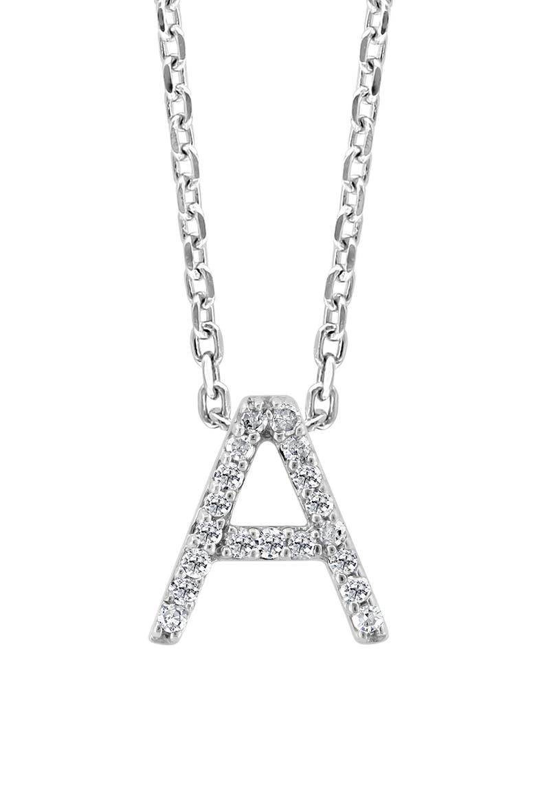 Sterling Silver Pavé Diamond Initial Pendant Necklace - 0.14 ctw., Main, color, WHITE