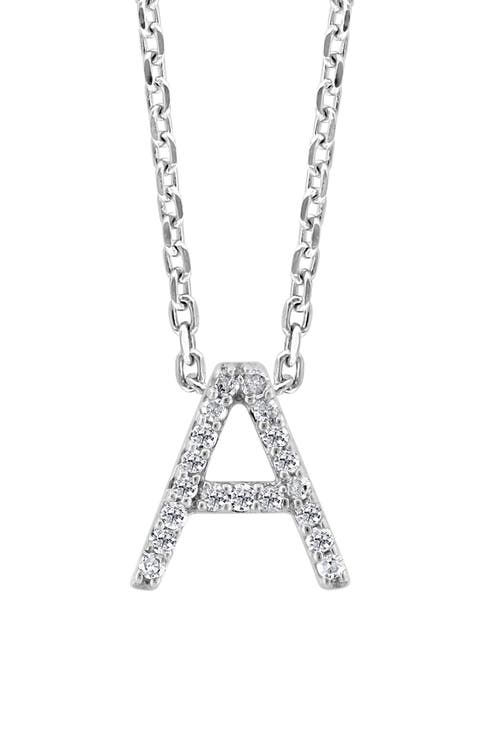 Sterling Silver Pavé Diamond Initial Pendant Necklace - 0.14 ctw.