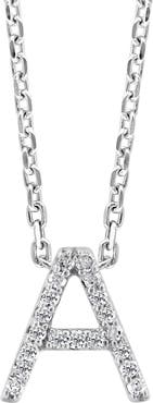 EFFY Sterling Silver Pavé Diamond Initial Pendant Necklace - 0.14 ctw.