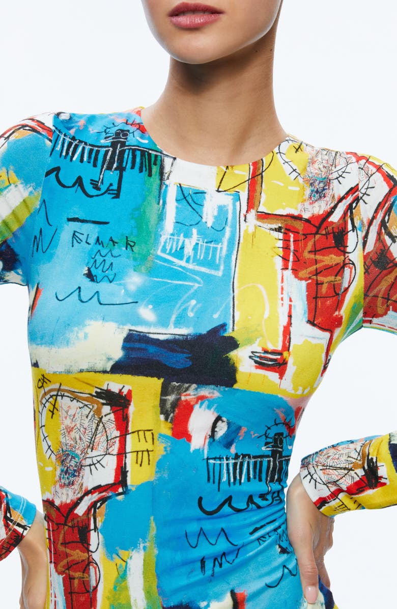 Alice + Olivia Delora Mixed Print Long Sleeve Body-Con Minidress, Alternate, color, Untitled