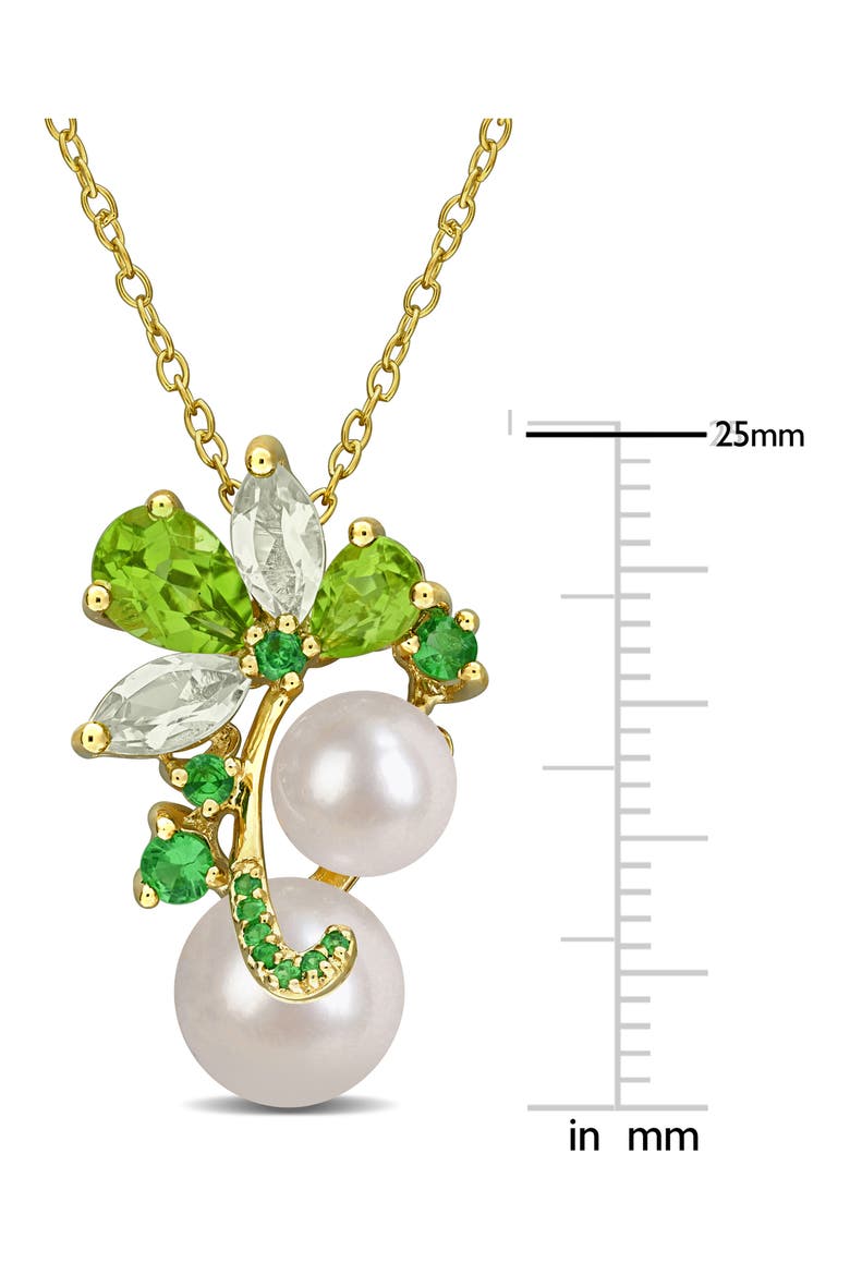 8-9mm Cultured Freshwater Pearl & Gemstone Cluster Necklace, Alternate, color, GREEN