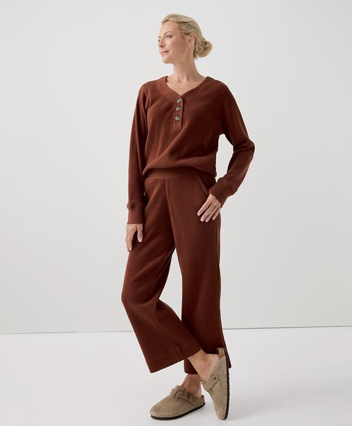 Pact Organic Cotton Thermal Waffle Wide Leg Pant In Brown