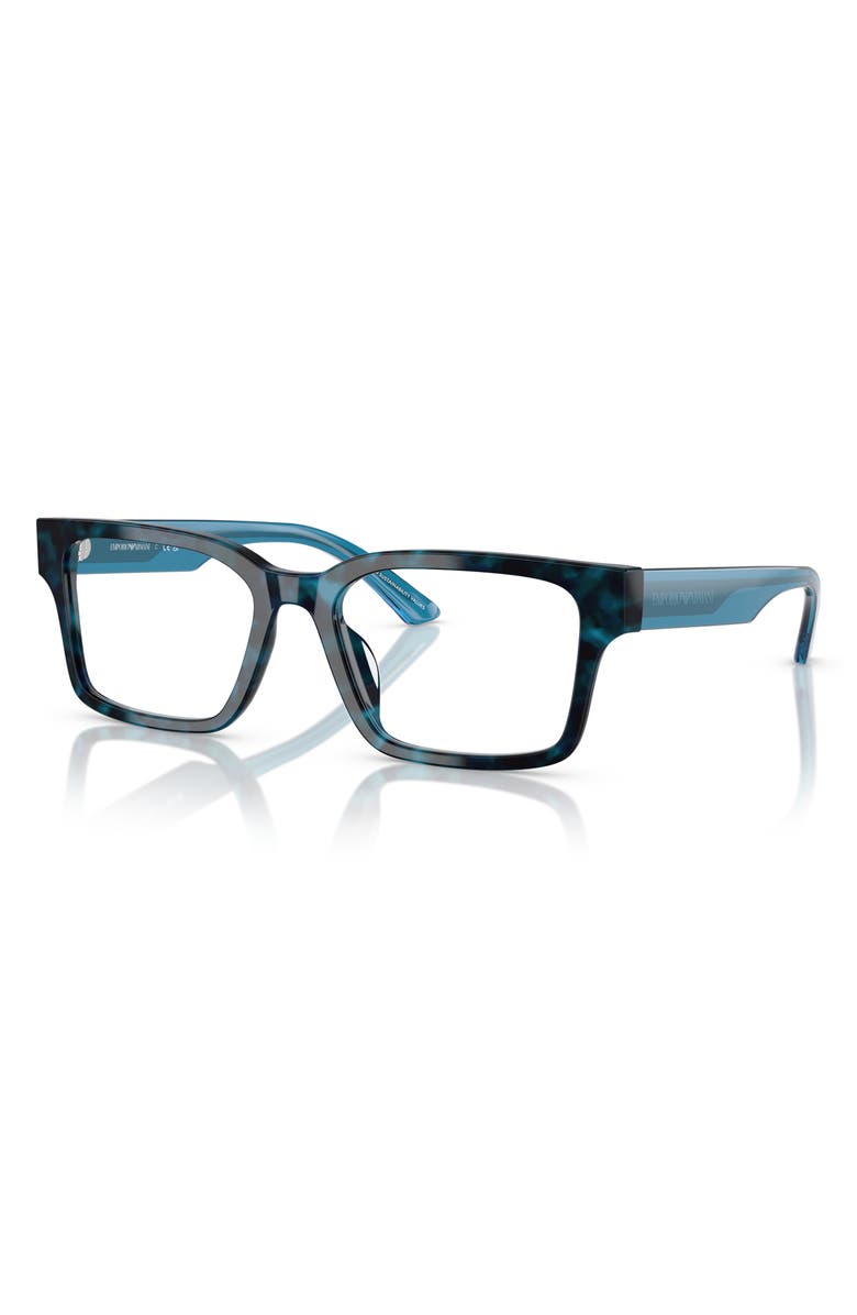 Emporio Armani 52mm Rectangle Optical Glasses, Alternate, color, Havana Blue / Demo Lens