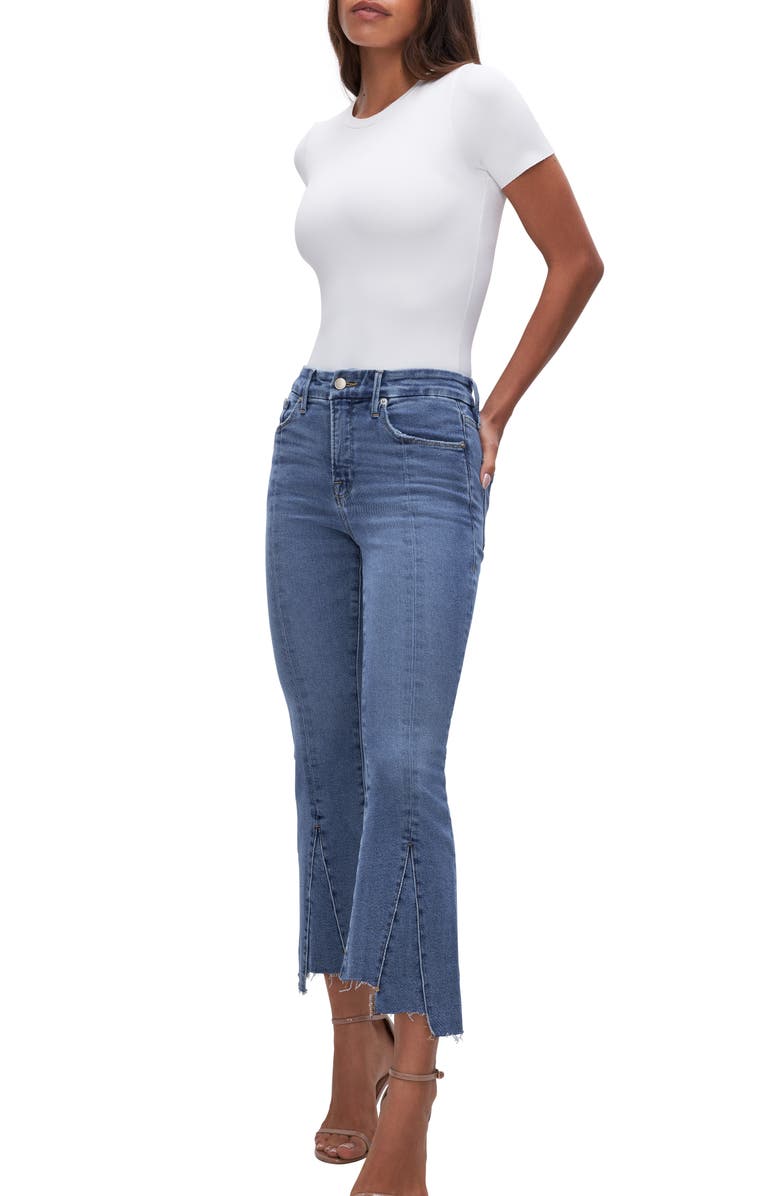 Good American Good Legs Chew Hem Crop Mini Bootcut Jeans, Alternate, color, 