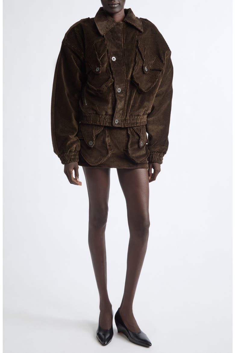 Padded Cotton Corduroy Jacket, Alternate, color, BROWN