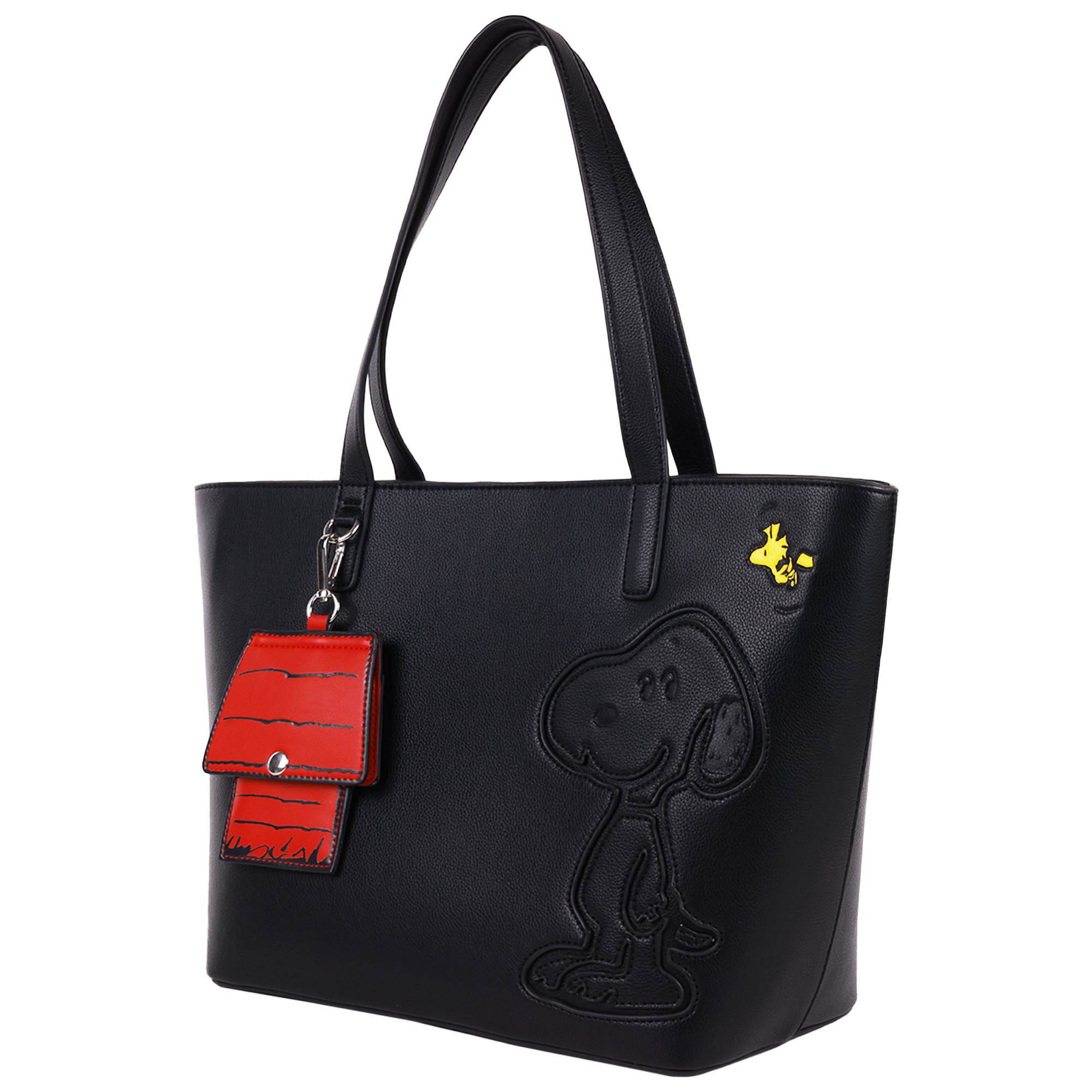 Daniele Nicole Peanuts Snoopy Minimal Tote Bag with Doghouse Cardholder, Alternate, color, Black