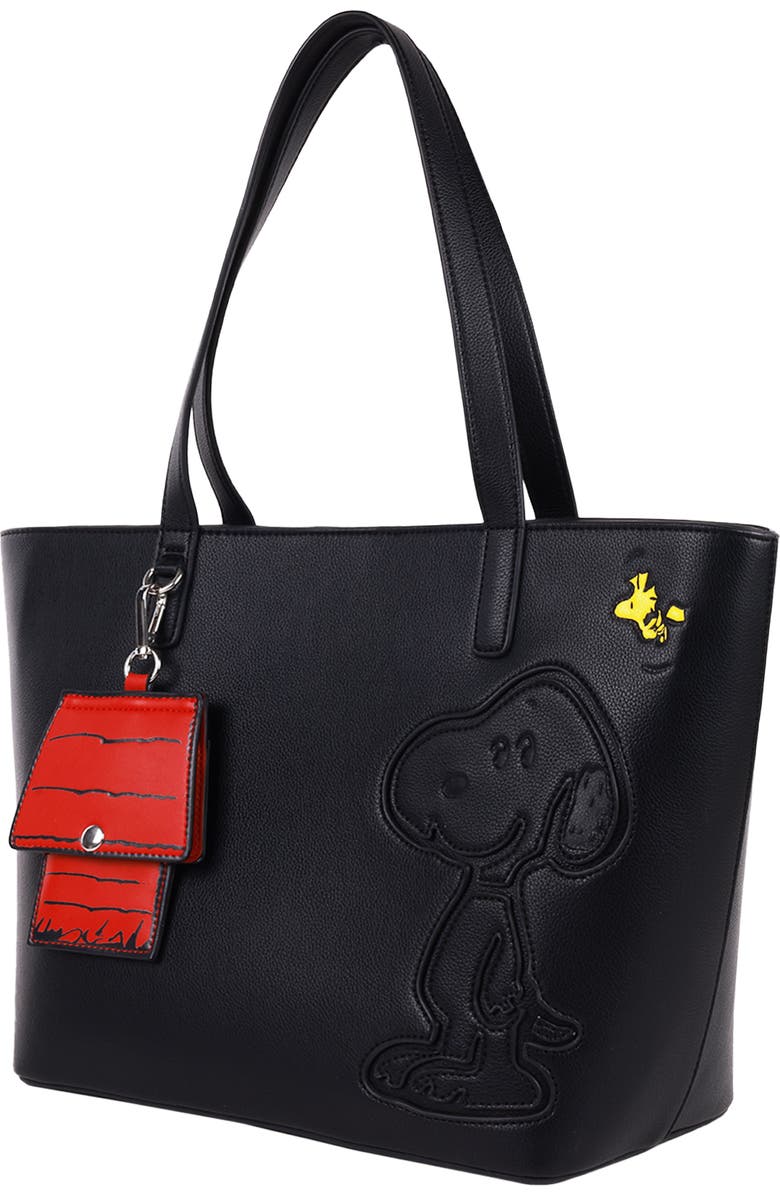 Daniele Nicole Peanuts Snoopy Minimal Tote Bag with Doghouse Cardholder, Alternate, color, Black