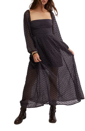 FREE PEOPLE FREE PEOPLE MALINA EYELET LONG SLEEVE MAXI DRESS