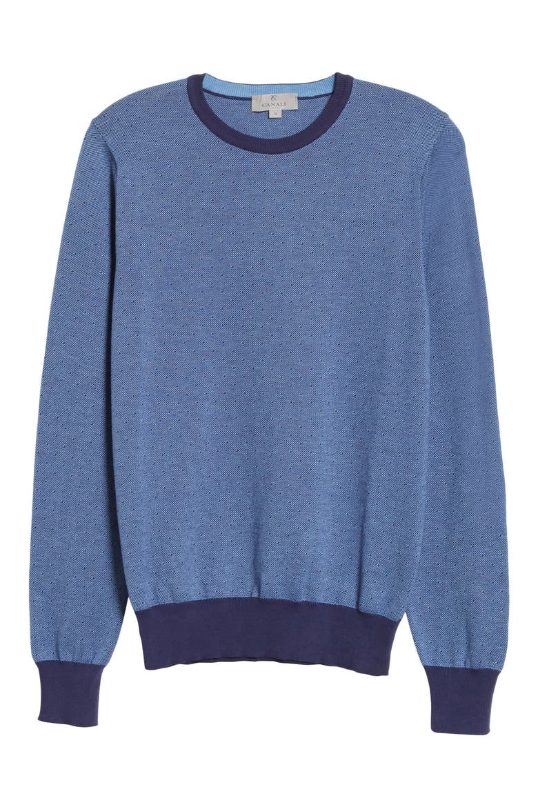 Classic Fit Dot Cotton Crewneck Sweater, Alternate, color, NAVY