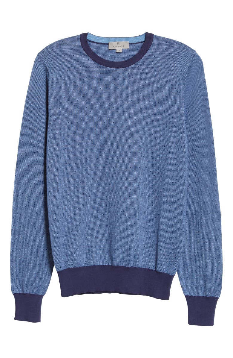 Canali Classic Fit Dot Cotton Crewneck Sweater, Alternate, color, 