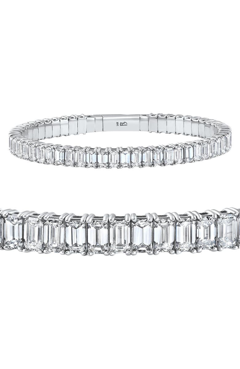 Bliss Diamond 16Ct Emerald Diamond Tennis Flexible Bangle Bracelet 14k Gold Lab Grown, Main, color, 14K White Gold