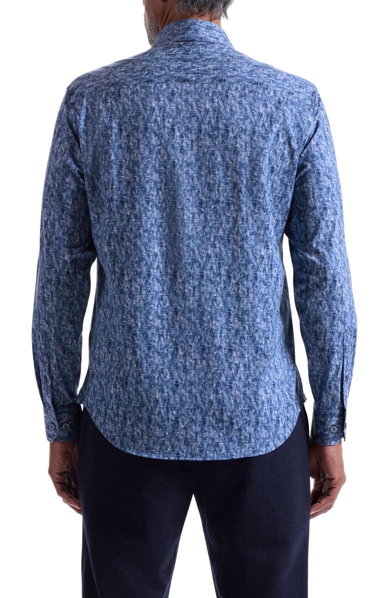 Bugatchi Jimmy OoohCotton<sup>®</sup> Abstract Print Button-Up Shirt, Alternate, color, Cobalt