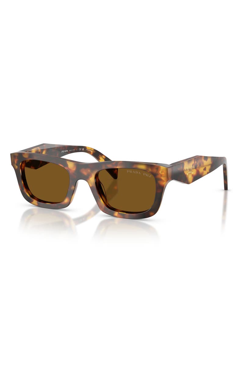 Prada 53mm Polarized Pillow Sunglasses, Alternate, color, Honey Tortoise / Brown Polar