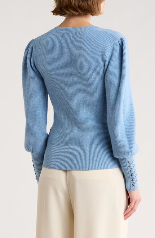 Love Token Whipstitch Sleeve Sweater In Blue