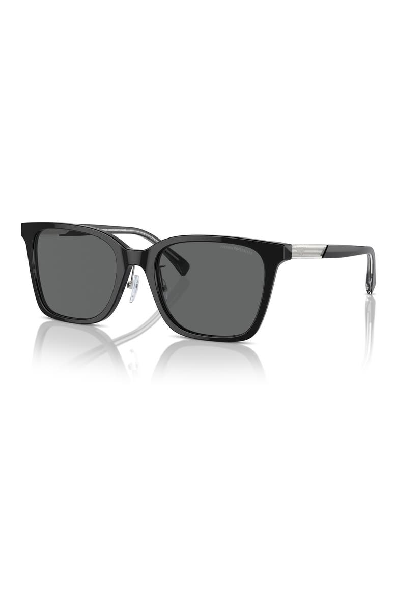 55mm Square Sunglasses, Alternate, color, SHINY BLACK / DARK GREY