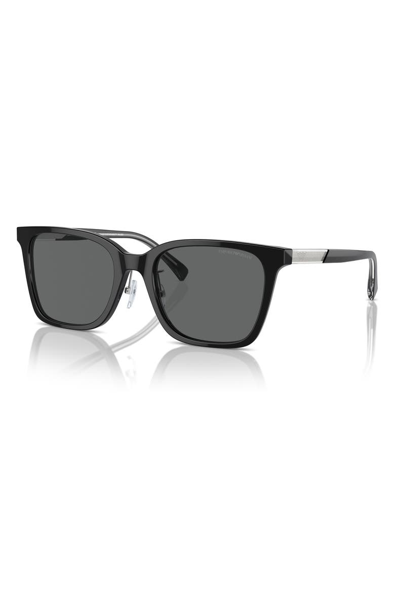 Emporio Armani 55mm Square Sunglasses, Alternate, color, Shiny Black / Dark Grey