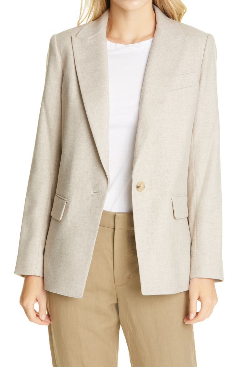 Boyfriend Flannel Blazer, Main, color, OATMEAL