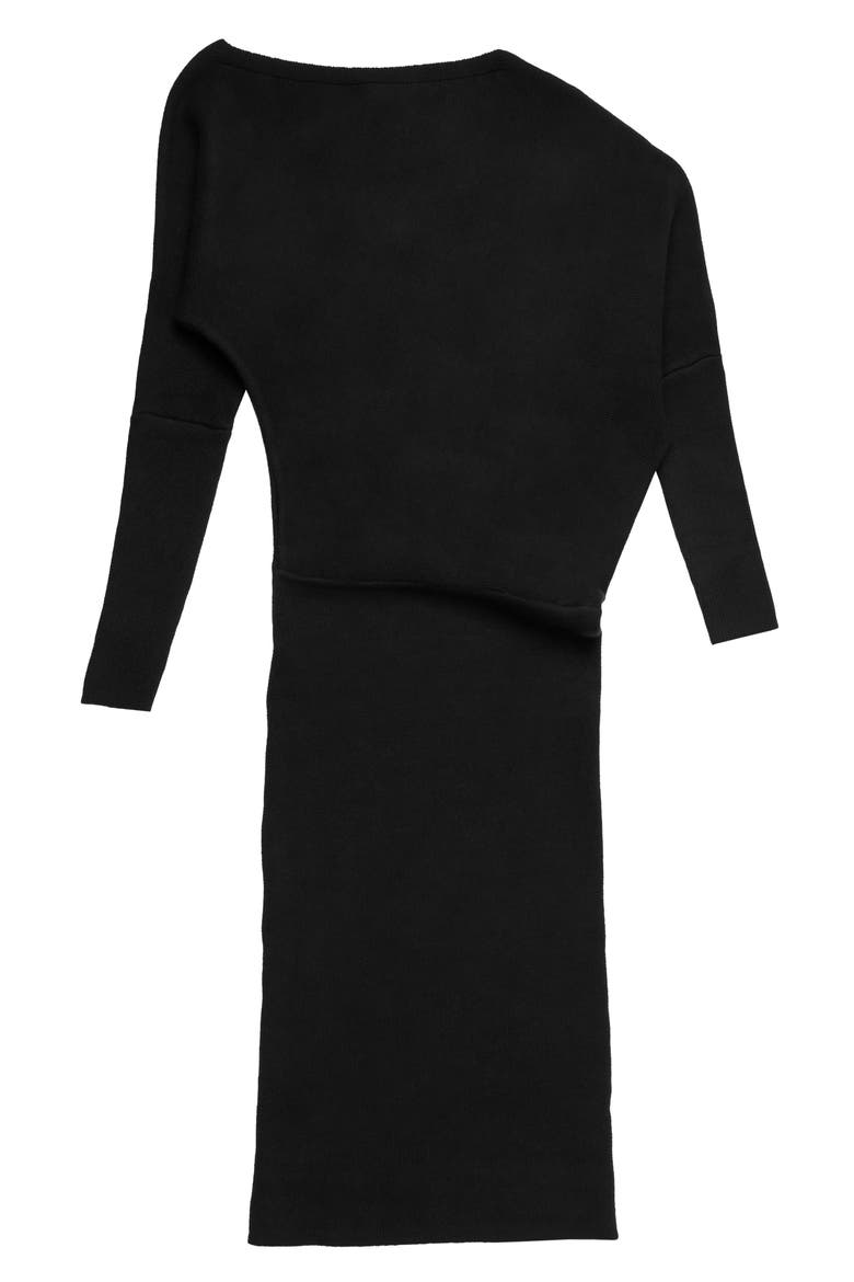 Elijah One-Shoulder Long Sleeve Midi Sweater Dress, Main, color, BLACK