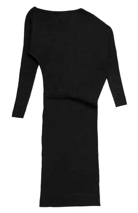 Elijah One-Shoulder Long Sleeve Midi Sweater Dress