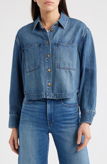 Francine Crop Stretch Denim Shirt