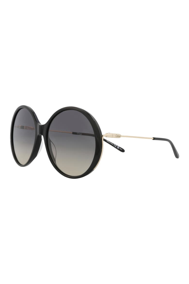 58mm Round Sunglasses, Alternate, color, BLACK GOLD GREY