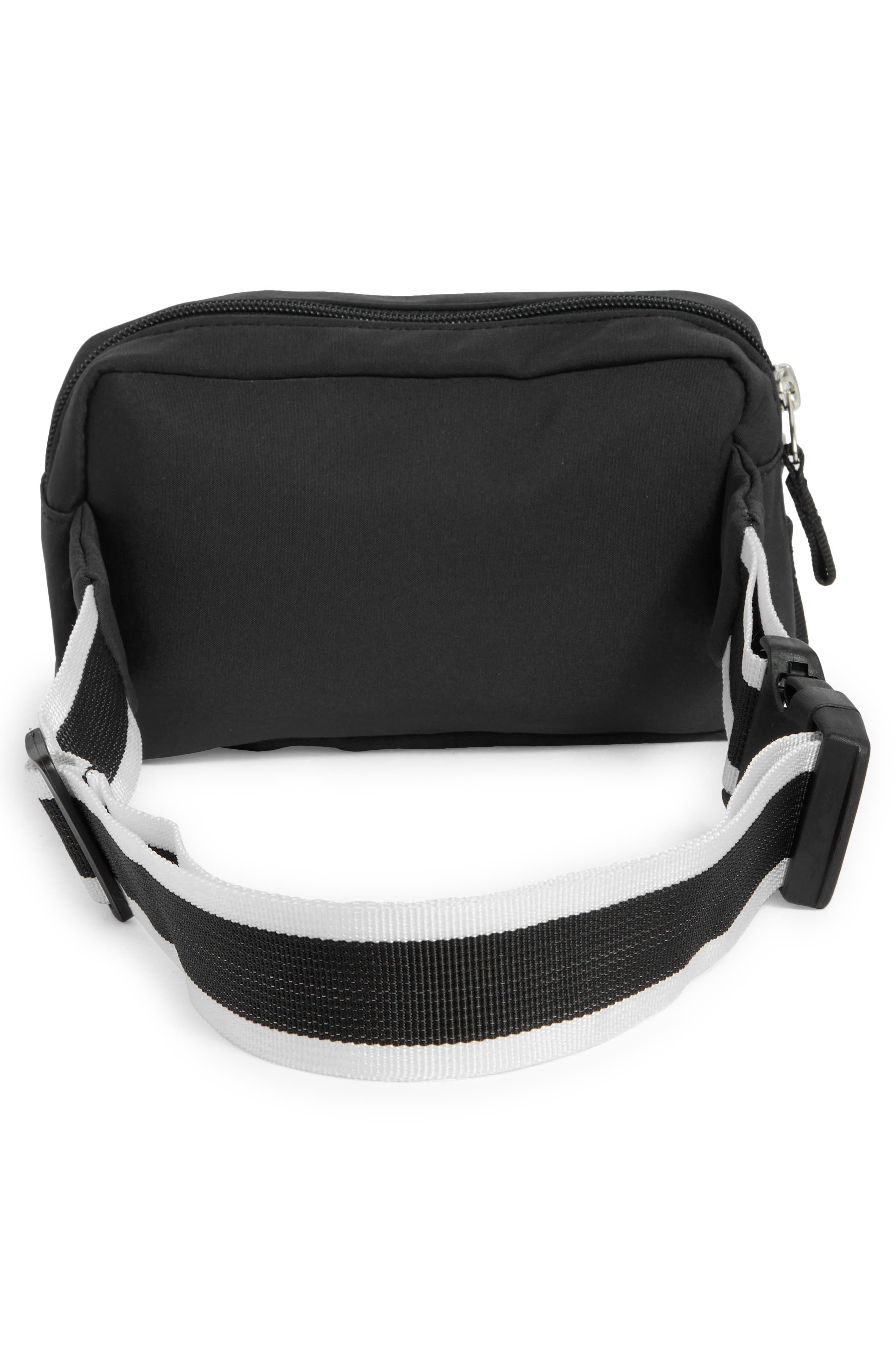 Z by Zella Double Zip Belt Bag, Alternate, color, Black-Stripe