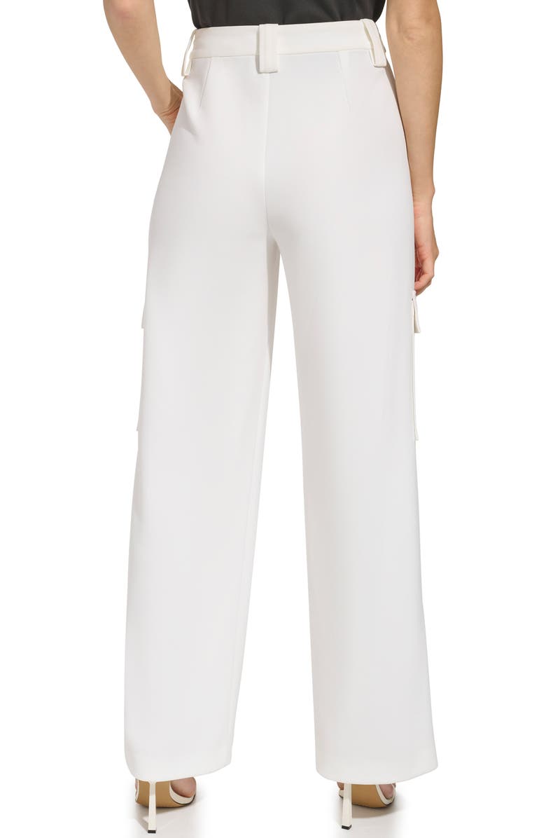 DKNY Straight Leg Crepe Cargo Pants, Alternate, color, Ivory