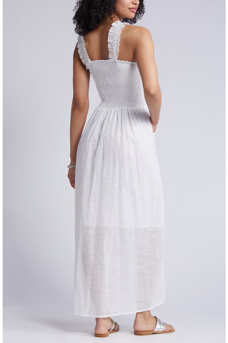 Metallic Stripe Cotton Sundress, Alternate, color, WHITE