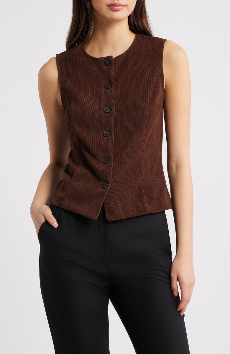 MANGO Chelo Knit Vest, Main, color, Brown