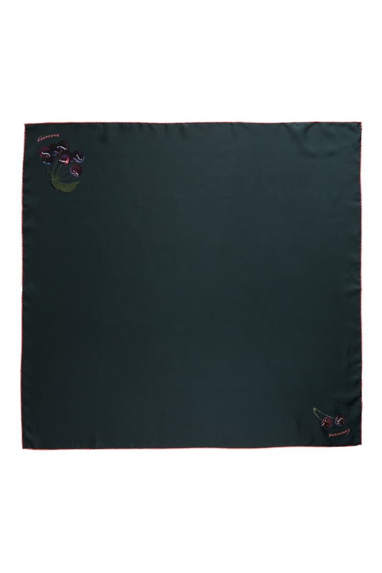 Cherry Print Square Silk Scarf, Main, color, IVY