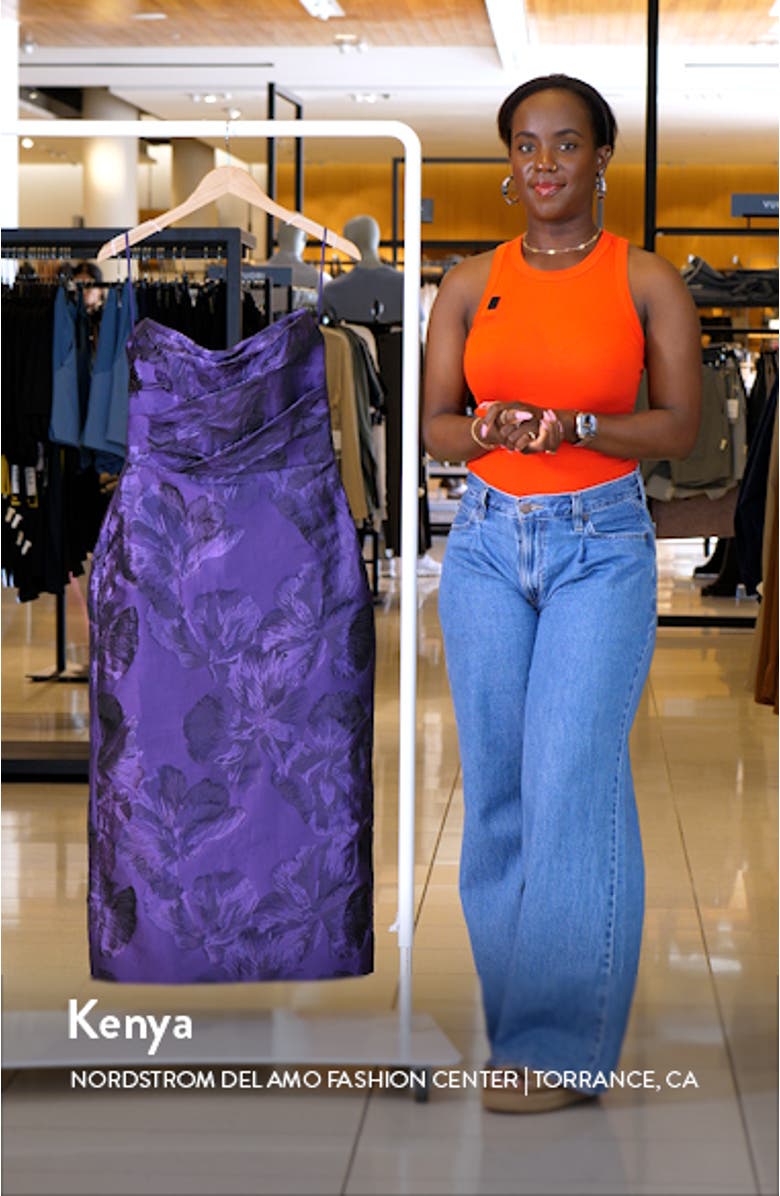 Floral Jacquard Strapless Column Gown, sales video thumbnail