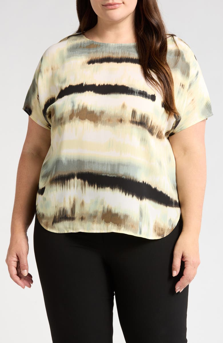 Anne Klein Abstract Print Short Sleeve Top, Main, color, 
