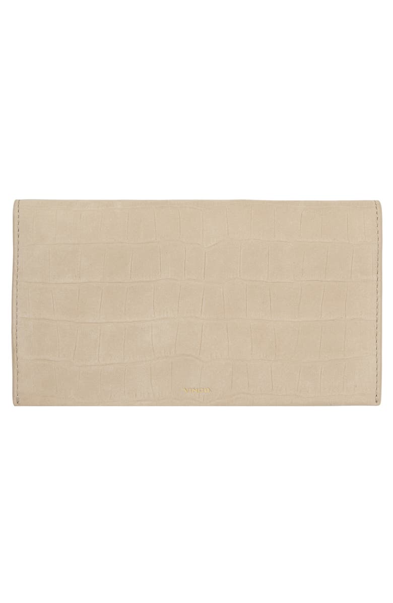 Vince Continental Croc Embossed Nubuck Leather Wallet, Alternate, color, Marzipan