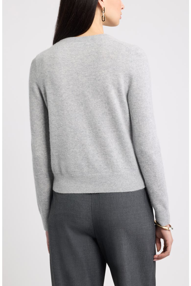 Cashmere Crewneck Cardigan, Alternate, color, GREY SILK HEATHER