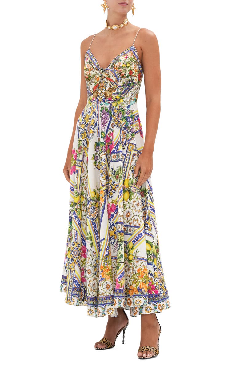 Camilla Mixed Print Linen Maxi Sundress, Alternate, color,