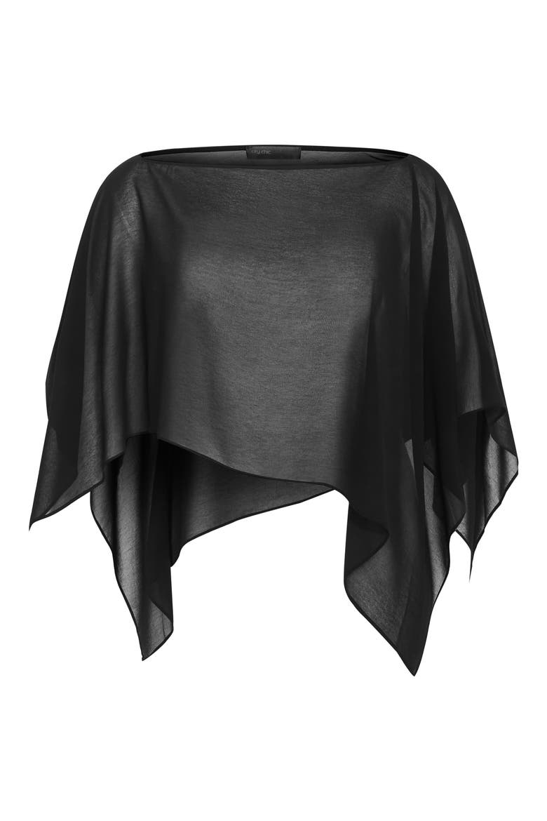 Chiffon Poncho, Alternate, color, BLACK