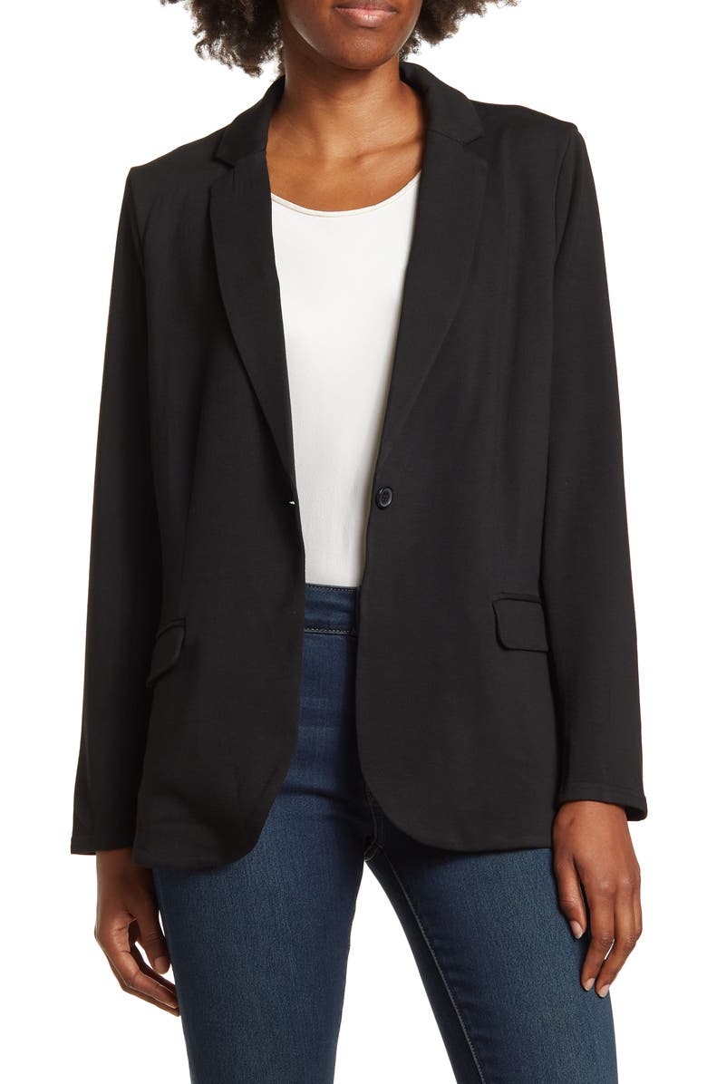 T Tahari One-Button Notched Lapel Shaped Blazer, Main, color, 