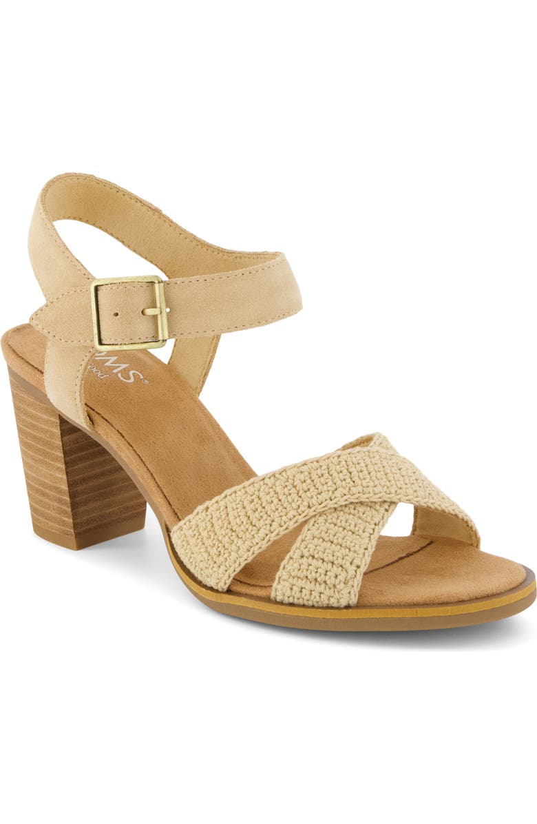 TOMS Majorca Ankle Strap Sandal, Main, color, Medium Beige Crochet