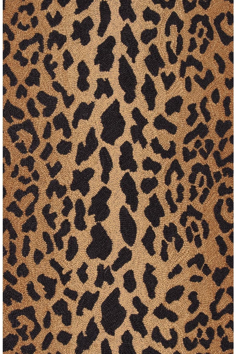 Leopard Print Wool Rug, Alternate, color, BROWN