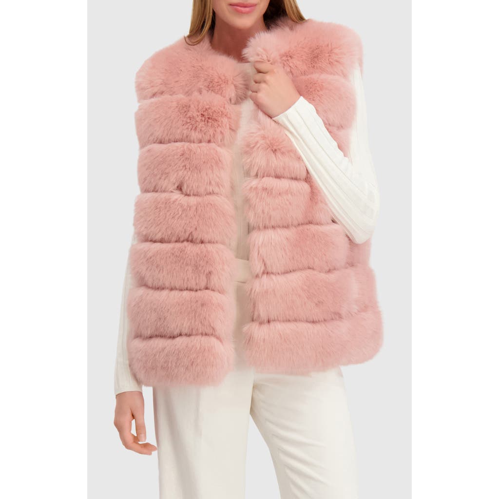 Lyla Grant Fur-free Fox (faux Fur) Horizontal Vest In Pink