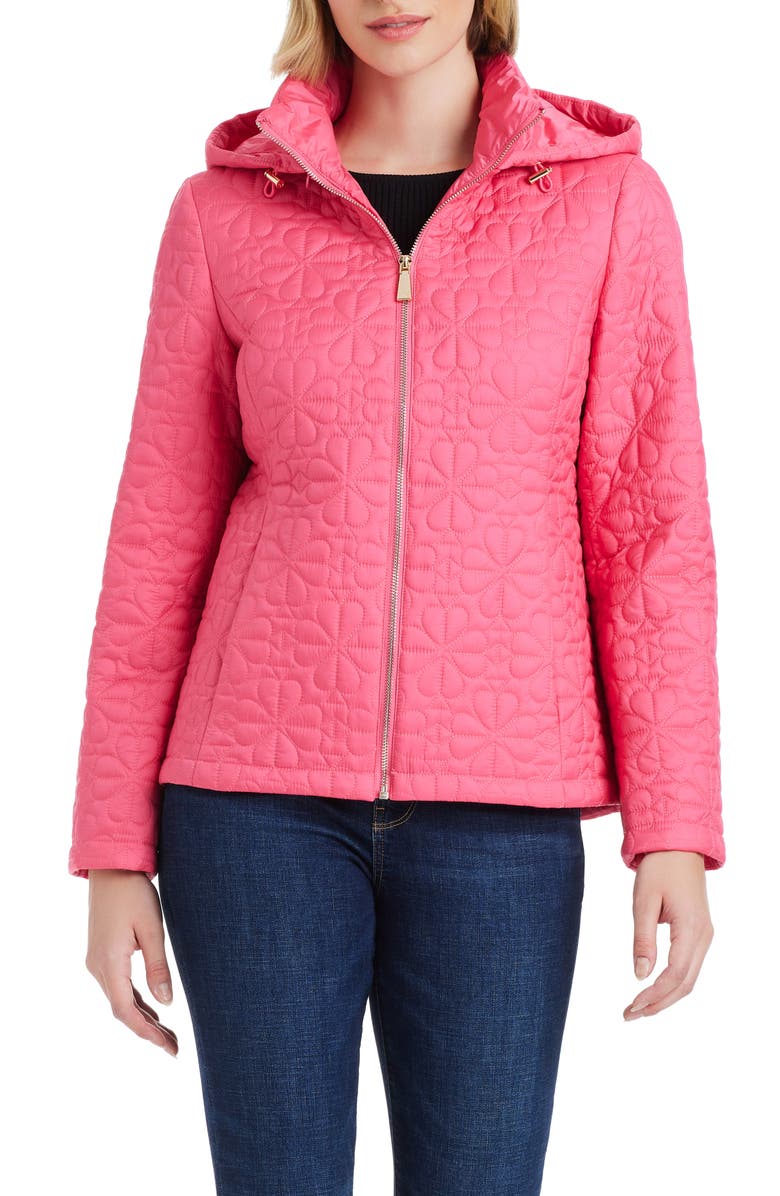 Kate Spade New York spade floral quilted jacket, Alternate, color, Watermelon Pink