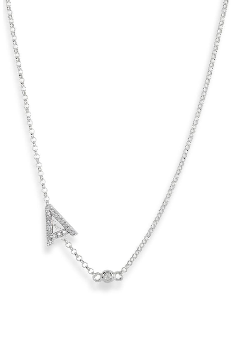 Bezel Diamond Initial Chain Necklace - 0.2ct., Main, color, WHITE-A