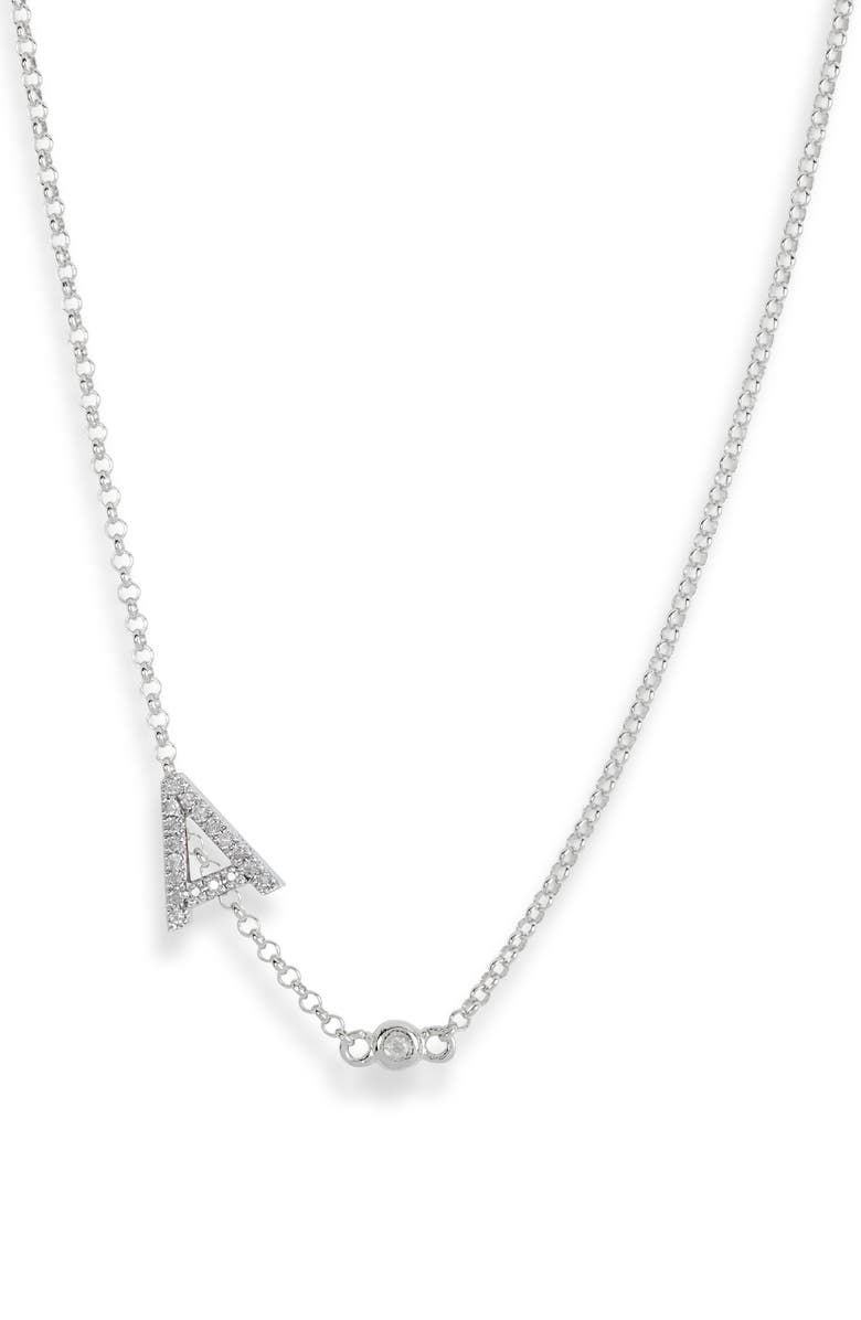 MESHMERISE Bezel Diamond Initial Chain Necklace - 0.2ct., Main, color, White-A