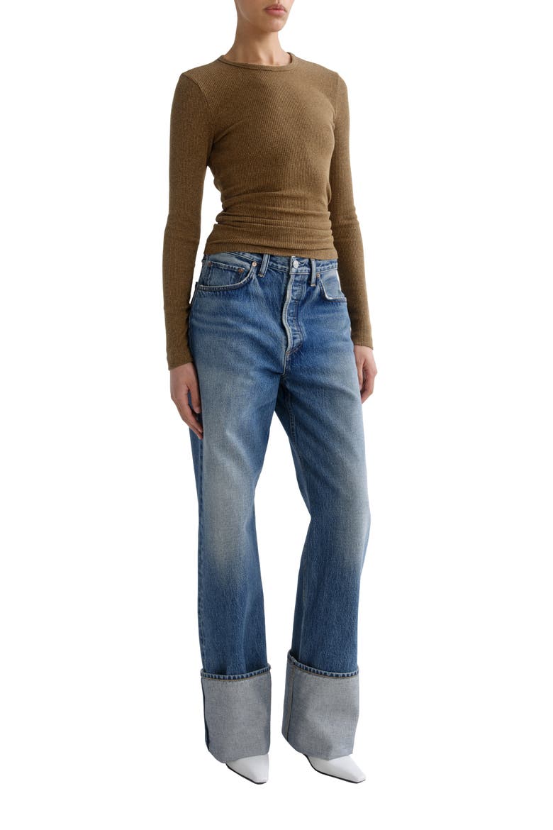 Delphi Slim Fit Ribbed T-Shirt, Alternate, color, BREW MUSTARD HEATHER